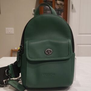 Coach Men's Sling Backpack in Forest Green Size Small